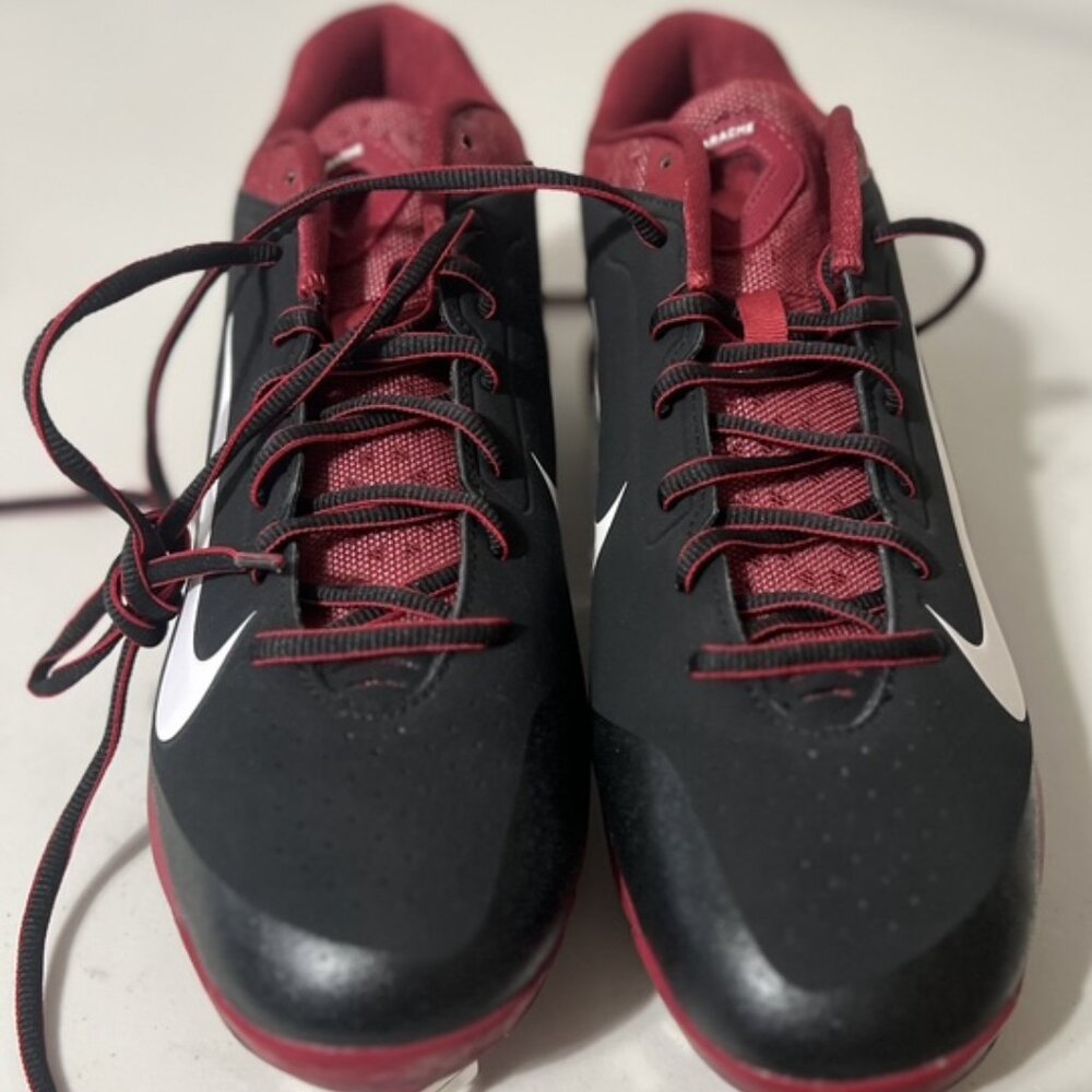 Mens Size 10 Nike Air Huarache Pro Metal Black & Red Baseball Cleats